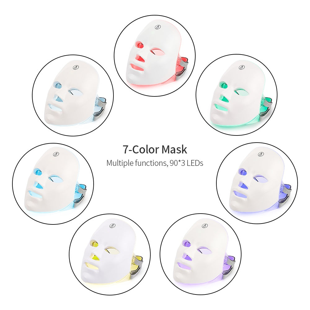 USB Rechargeable Manual Touch Test LED Mask Colorful Photon Skin Rejuvenation Beauty Facial Mask eprolo