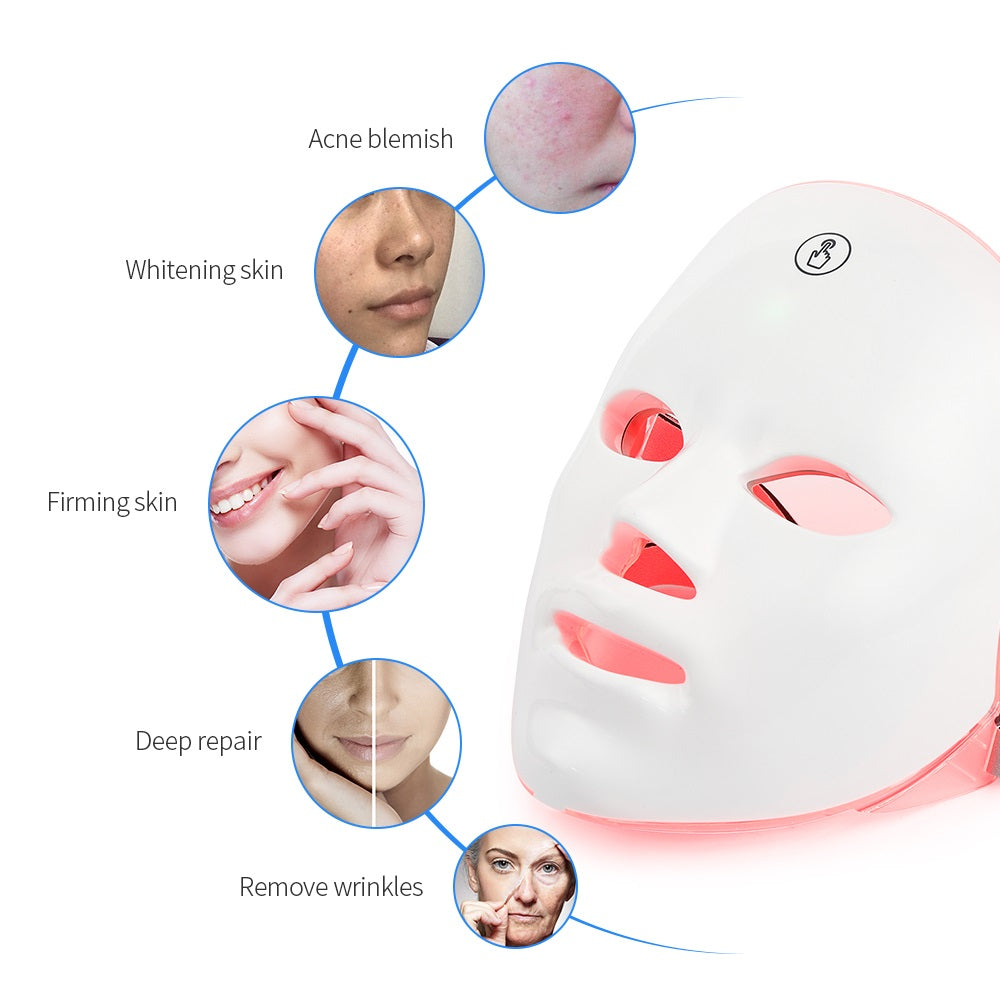 USB Rechargeable Manual Touch Test LED Mask Colorful Photon Skin Rejuvenation Beauty Facial Mask eprolo