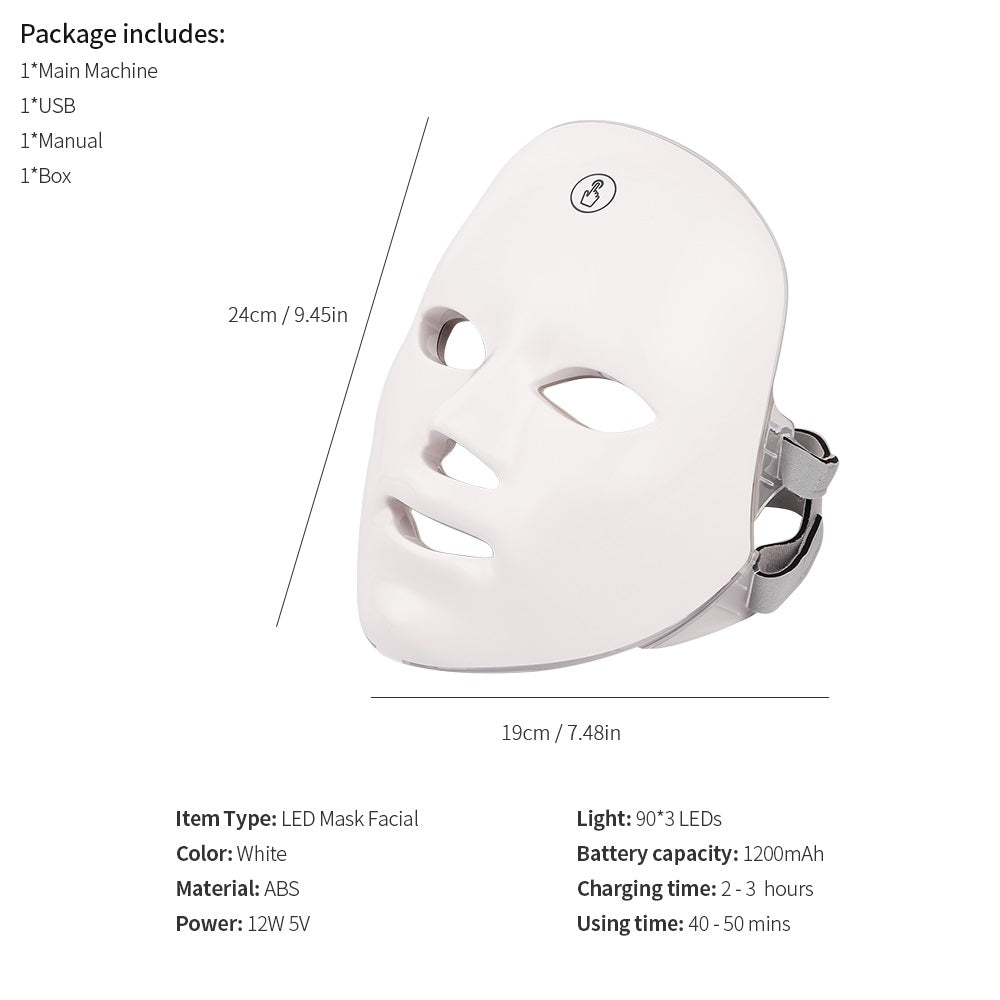 USB Rechargeable Manual Touch Test LED Mask Colorful Photon Skin Rejuvenation Beauty Facial Mask eprolo