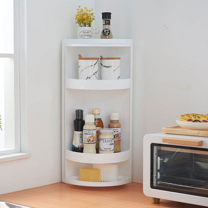 Rotatable Bathroom Makeup Organizer Corner Plastic Wall Mounted Storage Rack Box - The Luxe Glow 