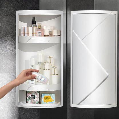 Rotatable Bathroom Makeup Organizer Corner Plastic Wall Mounted Storage Rack Box - The Luxe Glow 