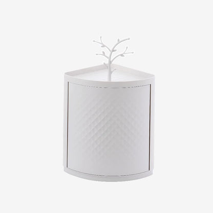Rotatable Bathroom Makeup Organizer Corner Plastic Wall Mounted Storage Rack Box - The Luxe Glow 
