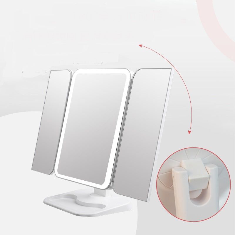 Trifold Makeup Mirror With Light 68 LED Vanity Mirrors 10X Magnifying 180Rotation - The Luxe Glow 